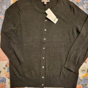 NWT Banana Republic Dark Gray Button Down Cardigan  Size L
